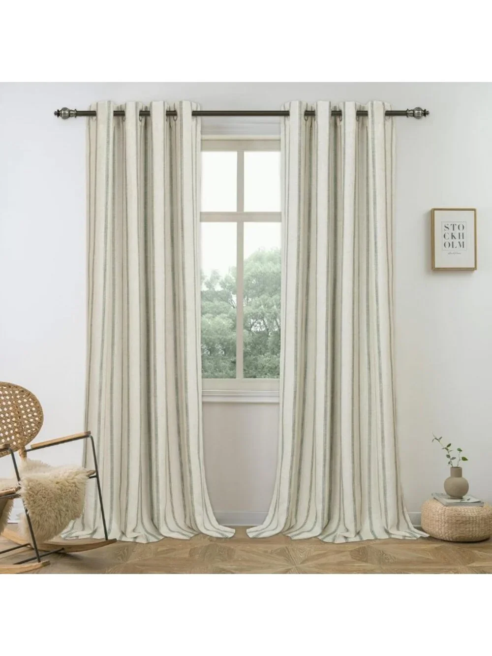 Farmhouse Striped Blackout Curtains 84